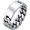 Kuzzoi Anello da Uomo con Piastra ad Anello e Maglie Effetto Maglia massiccia, Larghezza 7 mm, in Argento Sterling 925, Anello a Maglia barbazzale ossidato, Anello Maschile da Uomo