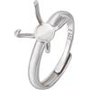 BENECREAT Anelli Grezzi in Argento Sterling 925 con 4 Griffe, Basi per Anelli Regolabili In Argento, Base per Anello da 19,4 mm, Componenti per Anelli con Griffe per La Creazione di Gioielli