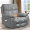 YONISEE Poltrona Relax Elettrica 150° Poltrone Massaggiante Reclinabile Alzapersona Con Poggiapiedi e Riscaldamento, USB+Tipo C, Portabicchieri, Tasche Laterali, Sofa Da Letto Salotto (Gris)