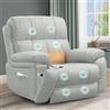 YONISEE Poltrona Relax Elettrica 150° Poltrone Massaggiante Reclinabile Alzapersona Con Poggiapiedi e Riscaldamento, USB+Tipo C, Portabicchieri, Tasche Laterali, Sofa Da Letto Salotto (Grigio Chiaro)
