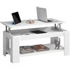 BAKAJI Tavolino da Caffè Soggiorno con Rialzo e Contenitore Tavolo Divano Salotto Design Moderno Apribile in Legno Melaminico Dimensione 100 x 50 x 43 cm (Bianco)