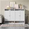 Moimhear Moderna scarpiera, con ripiani regolabili, maniglie dorate, consolle per scarpe con 2 ante (Bianco, 2 pezzi, 73x34x109 cm/pezzo)