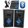 WEB 🇮🇹 IMPIANTO AUDIO KARAOKE BLUETOOTH 2 casse amplificate 10" + mixer 4 ch Cavi
