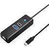 Orico PWCUR-C3, hub USB a 3 porte (1x USB-A 3.0, 1x USB-C 3.0, 1x RJ45 Gigabit Ethernet), cavo da 1 metro