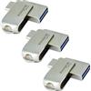 Integral Confezione da 3 unità flash USB 3.2 Gen 1 tipo C e tipo A da 32 GB, 360, con involucro in metallo solido, velocità di trasferimento elevate e semplicemente plug and playIPhone 15, serie 16