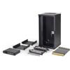 DIGITUS Set di rete da 10 pollici - Armadio di rete 9U - ripiano - striscia di prese - switch a 16 porte - pannello patch a 12 porte - 12 moduli keystone - 20 cavi patch - SOHO Pro - nero