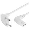 PremiumCord Cavo di Alimentazione 230V 5m, Per PC/Monitor/TV/UPS, Cavo di Alimentazione con Spina Europea a Doppia Presa Europea C7 a 2 Pin, IEC 320, Angolato, Bianco