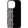 Soft Chic Patterns Custodia per iPhone 15 Pro Max Nero Bianco Polka Dot Vintage Pizzo Floreale Chic Estetica
