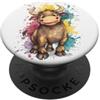 Segno zodiacale Toro stile toro colorato Toro segno zodiacale divertente cartone animato acquerello PopSockets PopGrip Adesivo