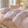 ZBOOM, set di biancheria da letto, 140 x 200 cm, rosa e bianco, motivo a quadretti, per bambini, microfibra, con motivo a griglia, per ragazze, con copripiumino e federa da 70 x 90 cm, con chiusura