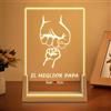 HOBULL Regalo Papa - Lampada Festa del Papa Idee Regalo Personalizzato, Luce Notturna Personalizzata Regalo Per Papà con Nome, Papà Pugno di Squadra Acrilico Targa Regali Papa Compleanno