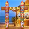 KOOY Arco gonfiabile Luau da 2,9 m, luci LED integrate, decorazioni per feste hawaiane Luau, gonfiabili estivi, arco all'aperto, decorazione tropicale per feste di compleanno per Luau Tiki bar