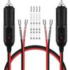 URAQT 2 Pezzi Accendisigari 28cm 12V/24V, Spina Cavo 16AWG, Luci a LED, Fusibili 10A/15A, per Automobili, Camion, Telecamere