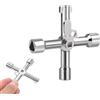 TECHZOCO Chiave multifunzione a 4 punte, chiave per contatore acqua, armadio elettrico, ascensore, contatore gas, gabinetto elettrico, per valvole, multifunzionale, colore argento