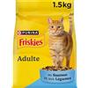 FRISKIES | Gatto | Crocchette complete per Gatti Adulti | Salmone e Verdure | Alimento Completo Ricco di Vitamine e Minerali | Borsa | 1,5 KG