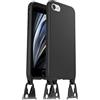 OtterBox Cover React Lanyard per iPhone 7/8/SE 2020/SE 2022, Custodia sottile, antishock con cordone da collo, adattabile e intercambiabile, testata MIL STD 810G, Nero, Senza Retail Package