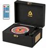 KLIM RETRO CD PLAYER - Lettore CD Portatile con Altoparlanti, Ricevitore Bluetooth, AUX, USB, Batteria Ricaricabile, Design Retrò, Stereo Compatto per Casa e Musica - Nero