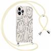 Yirlbey Cover con Cordino per iPhone 14 Pro 6,1 Disegno Sorriso Divertente Custodia Aesthetic Disegni con Laccio Tracolla Corda Collana per Cellulare, Antiurto Sottile Morbido Silicone Donna Case