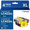 Washope LC422XL Cartucce Compatibile per Brother LC422 per Brother MFC-J5340DW | LC-422XL Cartucce Compatibile per Brother MFC-J5345DW MFC-J5740DW MFC-J6540DW MFC-J6940DW, Alta Capacità, Con Chip, 4-Pack