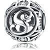Yashuo Ciondolo a forma di lettera dell'alfabeto (A-Z), in vero argento Sterling 925, per braccialetti Pandora Lettera S.