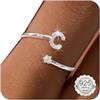 Maynor A-Z Anello con lettere in argento 925 da donna con zirconi cubici impermeabili - Anello regolabile da 50 a 60 pollici anello iniziale gioielli, Metallo non prezioso