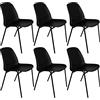 OFITURIA Silla de Oficina Sin Ruedas, Silla Confidente de Plástico con Estructura Metálica, Silla para Sala de Espera, Recepción, Reuniones, Conferencias, etc (6 Sillas, Negro)