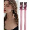 KONFEN 12 Pezzi Extension Capelli Clip Tinsel Hair Glitter, 50 CM Ciocche Brillantini Donna, Strisce Estensioni Orpelli Accessori Capelli Glitterati Quotidiano Creative Acconciature Rosso Porpora