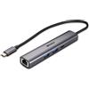 Lindy Hub USB 3.2 Gen 2 tipo C e convertitore Gigabit Ethernet Hub USB 3 porte tipo A e tipo C e connessione Gigabit Ethernet per computer con porta USB tipo C (43385)
