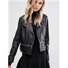 Fatto a mano NUOVO cappotto donna biker pura vera pelle di agnello giacca vera pelle nero ...