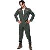 Smiffys Costume Top Gun, Verde, con tuta intera, targhette di identi t26m