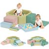 AIYAPLAY Set 15 Blocchi Morbidi Modulabili per Bambini e 200 Palline da Interno