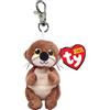 TY Beanie Bellies Clips Anello Porta Chiavi di Peluche, Mitch la Lontra con Occhioni Dorati Glitter, Gli Animaletti di Peluche con Il Pancino Morbido 12 Cm T43101