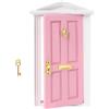 Marsrut Porta delle bambole in miniatura con accessori, scala 1/12, mini casa delle fate in legno, decorazione da favola con piccola apertura, per Natale, compleanno, matrimonio e festa delle fate (rosa)