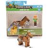 P.M.I. Minecraft - Confezione da 2 action figure di Alex e cavallo, con meccanismo a movimento meccanico, set di personaggi Minecraft da collezione per fan e collezionisti