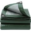 VOGANLL Telone di copertura, 2,4 x 3 m, verde militare, argento, impermeabile, con occhielli, 130 g/m², resistente agli strappi, ai raggi UV, alla muffa, multiuso per mobili da giardino, legno, auto