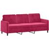 vidaXL Divano a 3 Posti Rosso Vino 180 cm in Velluto