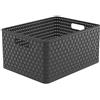Rotho Country Scatola di Stoccaggio in Rattan-Look, Plastica (PP) senza BPA, Grigio (Antracite), A4+/28 L, 43.0 x 33.0 x 21.5 cm