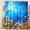 Xiaoterna Tenda da doccia vita marina 3D Sotto il mare Tenda da bagno con animali dell'oceano Oceano Pesce subacqueo Delfino Tartaruga Squalo Tenda da doccia lavabile 120x200cm