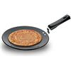HAWKINS Futura Hard Anodised concave Tava Griddle, 4.06 mm, con Manico in Acciaio, Black, 10 with Plastic Handle.
