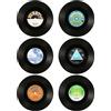 NyxSeat Set di 6 sottobicchieri vintage in vinile, sottobicchieri per bevande, offre la migliore protezione per la tavola, regali Dj