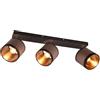 RL LIVE YOUR LIGHT Reality Spot Bar Davos R81553041, Metallo Nero opaco, Paralumi Tessuto Tortora/Nero/Oro, Escl. 3x E14