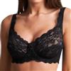 Trendy Lane Reggiseno push-up da donna in pizzo floreale, con ferretto, copertura completa, non imbottito, coppe morbide con spalline regolabili per un comfort quotidiano, Nero , 3D