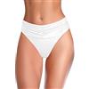SHEKINI Costume da bagno da donna con increspatura inferiore arricciato Hispter a vita media tankini slip, bianco, M