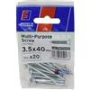 Forgefix Vite Pozi multiuso CSK ST ZP 3,5 x 40 mm ForgePack 20, adatta per l'uso con molti materiali tra cui PVC, legno, truciolato, MDF e altri tipi simili.