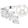 Swarovski Mesmera Anello Aperto, Crystal Pearl, Taglio Marquise, Bianco, Placcato Rodio