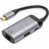 Bewinner Adattatore da USB C a Ethernet, Rete LAN 3 in 1 da Tipo C a Gigabit Ethernet, 10/100/1000 Mbps, con Ricarica Rapida PD, Porta USB A, USB C per Laptop, Tablet