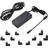 Ewent Caricatore Universale 90W per PC Portatile, Alimentatore Notebook a 11 Connettori (NO USB-C) per HP,ACER,SONY,SAMSUNG,DELL,LENOVO,ASUS, Protezione OTP/OVP/OCP/OLP, Cavo DC 1.5mt - Cavo AC 1.5mt
