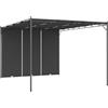 ZQQLVOO Gazebo da giardino con tenda laterale, 4 x 3 x 2,25 m, in antracite, robusta struttura in acciaio con tetto in tessuto, per attività all'aperto e feste, riparo resistente alle intemperie con semplice