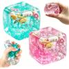 Hlayshing 2 Pezzi Stress Cube Squishys, Cubo Sensoriale Traslucido con Conchiglie & Stelle Fluttuanti, Squishy Cubo Antistress a Forma di Ghiaccio, Antistress Squishy Ice Cube Toy per Bambini & Adult