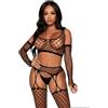 LEG AVENUE Completino Sexy Crop Top and Gloves Nero